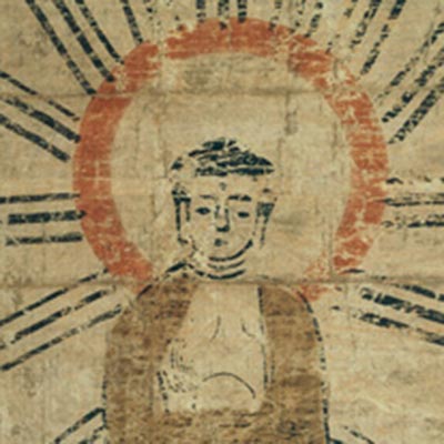 Otsu-e, Amida Buddha<br /><span>hanging scroll, color on paper. Edo period, 17th century. 32.0×18.5cm.</span>