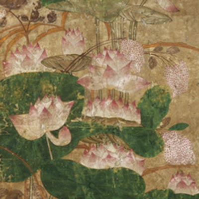 Lotus flowers<br /><span>hanging scroll, color on paper. Joseon period, 19th century. 95.0×41.2cm.</span>