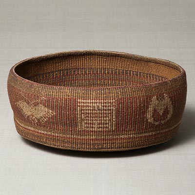Basket with auspicious motifs<br /><span>rush. Joseon period, 19th century. 12.8×34.0cm.</span>